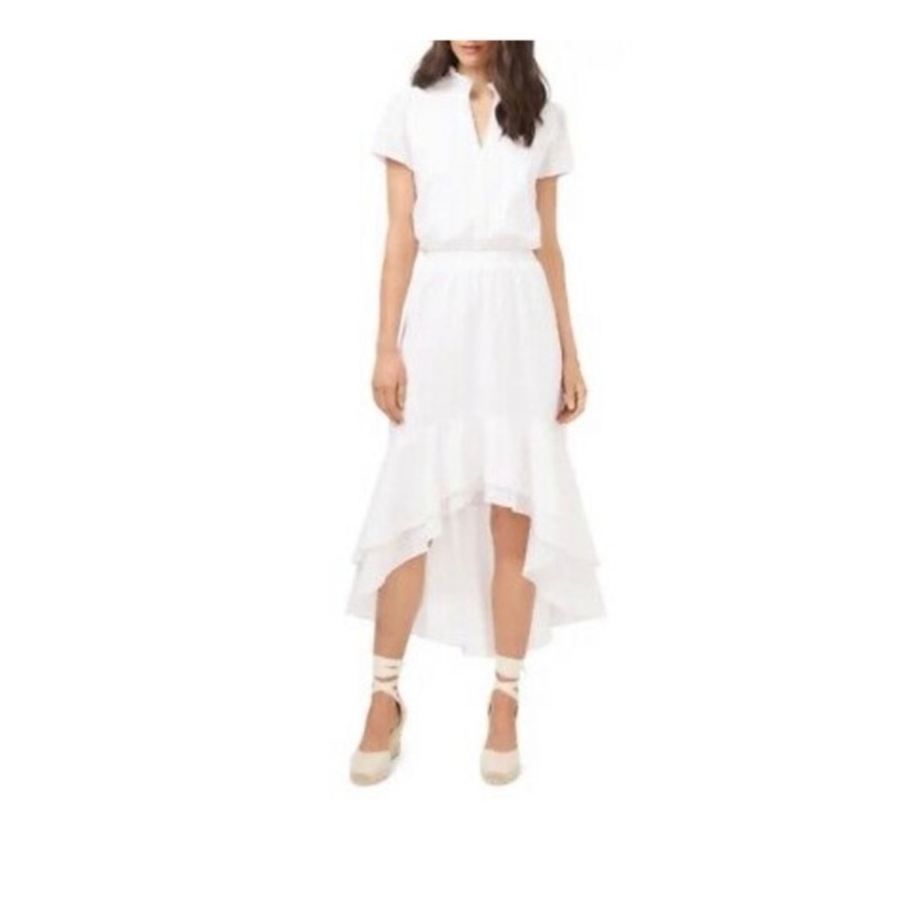 1.State Smocked Eyelet Ruffle Mid Dress M